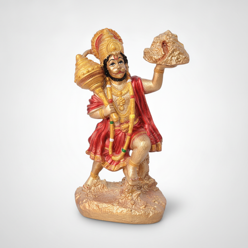 Lord Hanuman Statue 8.5 Inch | Gold & Red Idol Figurine