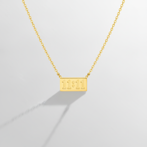 11:11 Angel Number Gold Bar Pendant Necklace