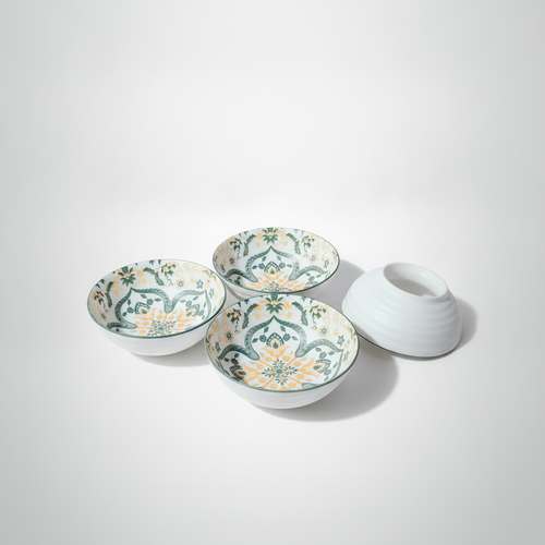 Ceramic Decorative Bowl Set – Boho Floral Pattern