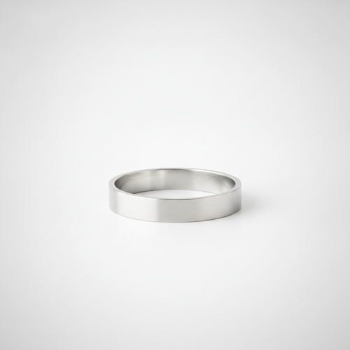 Men's Polished Silver-Tone Flat Band Ring