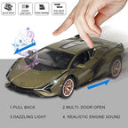Lamborghini Toy Car Metal Pull Back Diecast Car with Openable Door and Sound Light