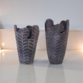 Round Big Modern Fiberglass Planter Embossed Leaf Shape Tree Pot Indoor Outdoor Fiber Flower Pots