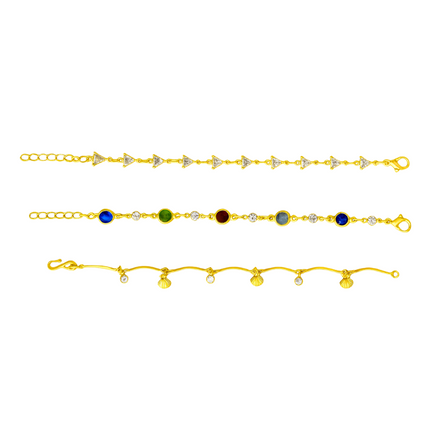 3 Bracelets Combo 18k Gold Platted AD Bracelet