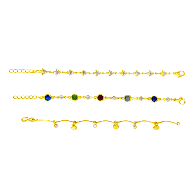 3 Bracelets Combo 18k Gold Platted AD Bracelet