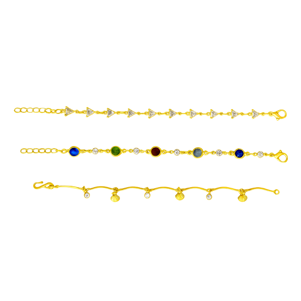 3 Bracelets Combo 18k Gold Platted AD Bracelet