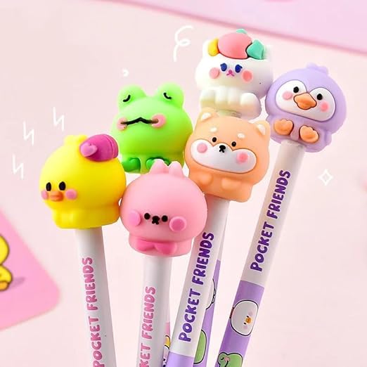Super Cute HB Pencils with Toy Top Erasers for Art Drawing