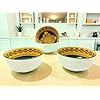 Lemon Tree Ceramic Matt Finish 4 Pc Bowl Set 11.5cm Snacks Nuts Dessert Serving 260ml Floral Print Embossed Design Microwave Dishwasher Safe (Pattern C)