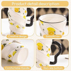 Stylish Fruit Design Ceramic Mug With Lid
