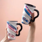 Unicorn Printed Long Ceramic Mug with Lid
