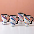 Unicorn Printed Long Ceramic Mug with Lid
