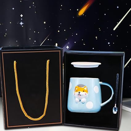 Sassy Shiba Ceramic Cup with Spoon and Lid