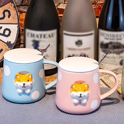 Sassy Shiba Ceramic Cup with Spoon and Lid