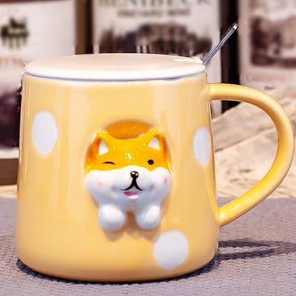 Sassy Shiba Ceramic Cup with Spoon and Lid