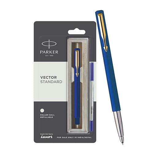 PARKER Vector Standard Gold Trim| Metallic Blue| Fountain Pen (Ink Color - Blue)