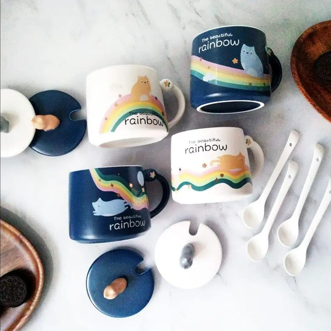 Ceramic Coffee Mug Rainbow Cat