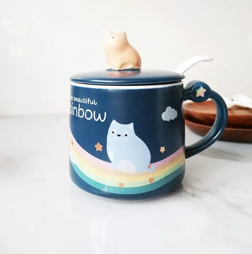 Ceramic Coffee Mug Rainbow Cat
