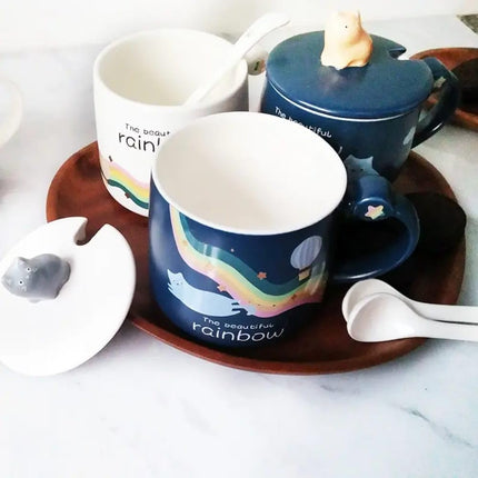 Ceramic Coffee Mug Rainbow Cat