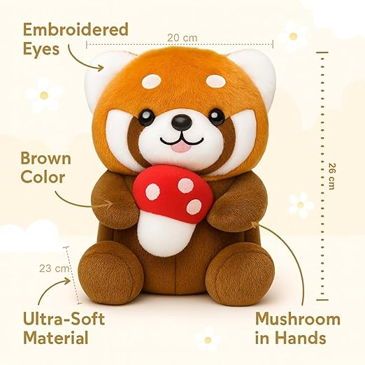 Mushroom Muncher Red Panda Plush 35cm