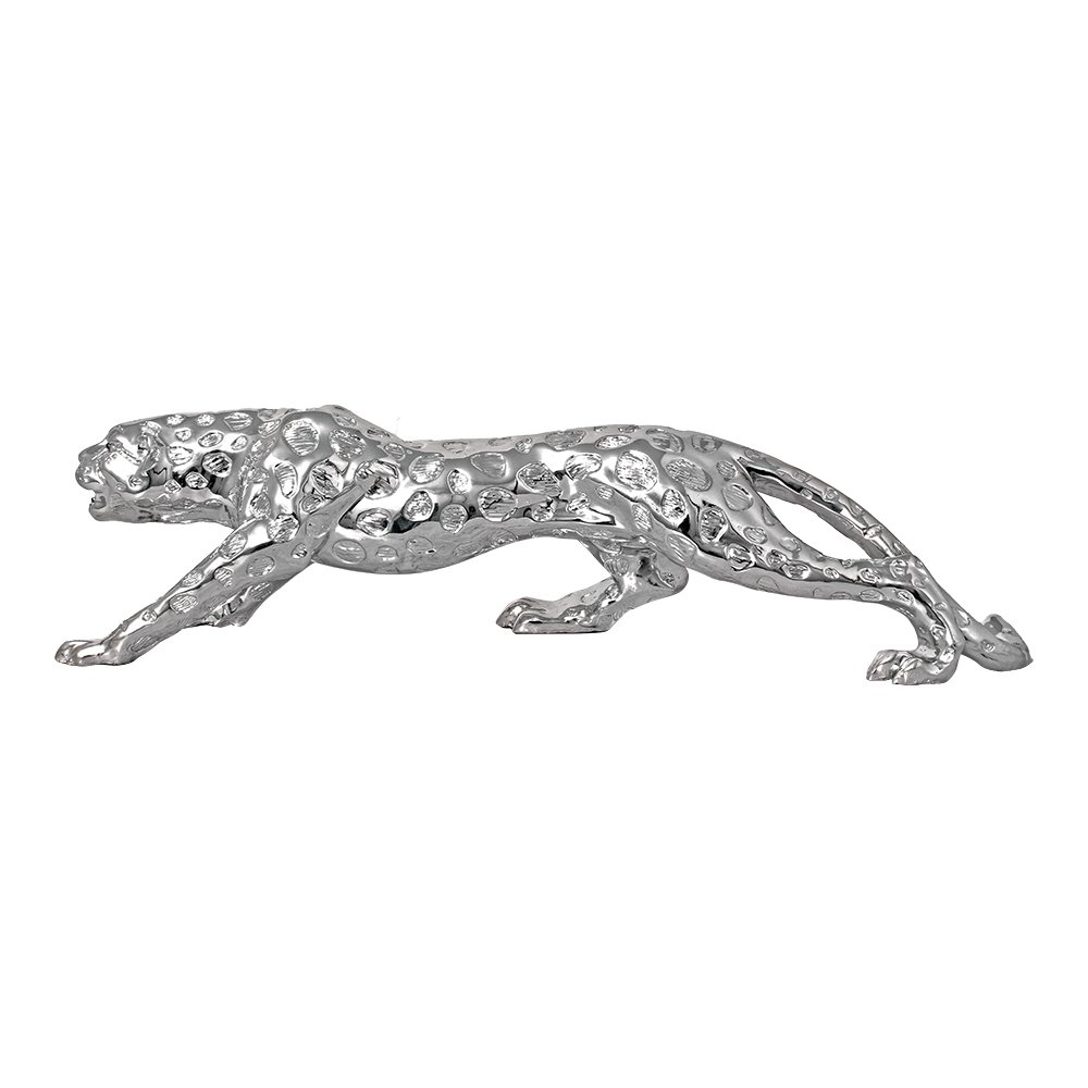 Silver Plated Jaguar Statue Showpiece Decorative Panther / Leopard Figurine Home decoration inch 18