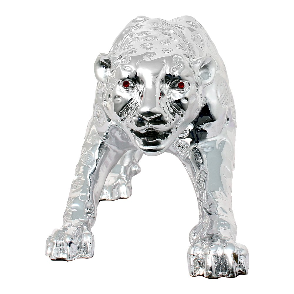 Silver Plated Jaguar Statue Showpiece Decorative Panther / Leopard Figurine Home decoration inch 18