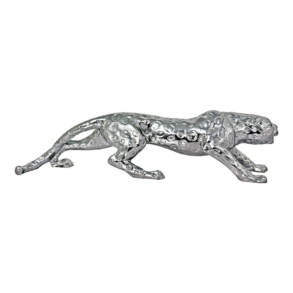 Silver Plated Jaguar Statue Showpiece Decorative Panther / Leopard Figurine Home decoration inch 18