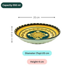 Lemon Tree Snack Serving Plate 20 cm Round Ceramic Deep Salad, Pasta Plate