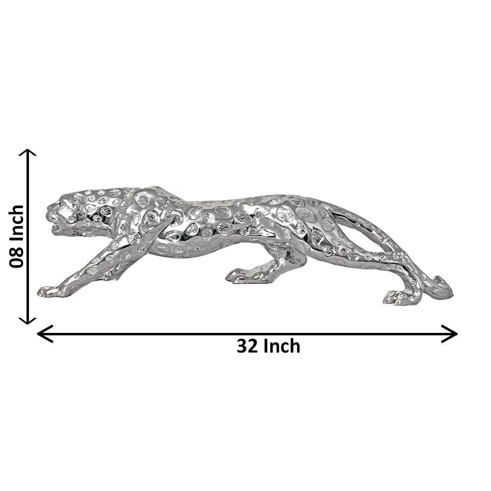 Silver Plated Jaguar Statue Showpiece Decorative Panther / Leopard Figurine Home decoration inch 18