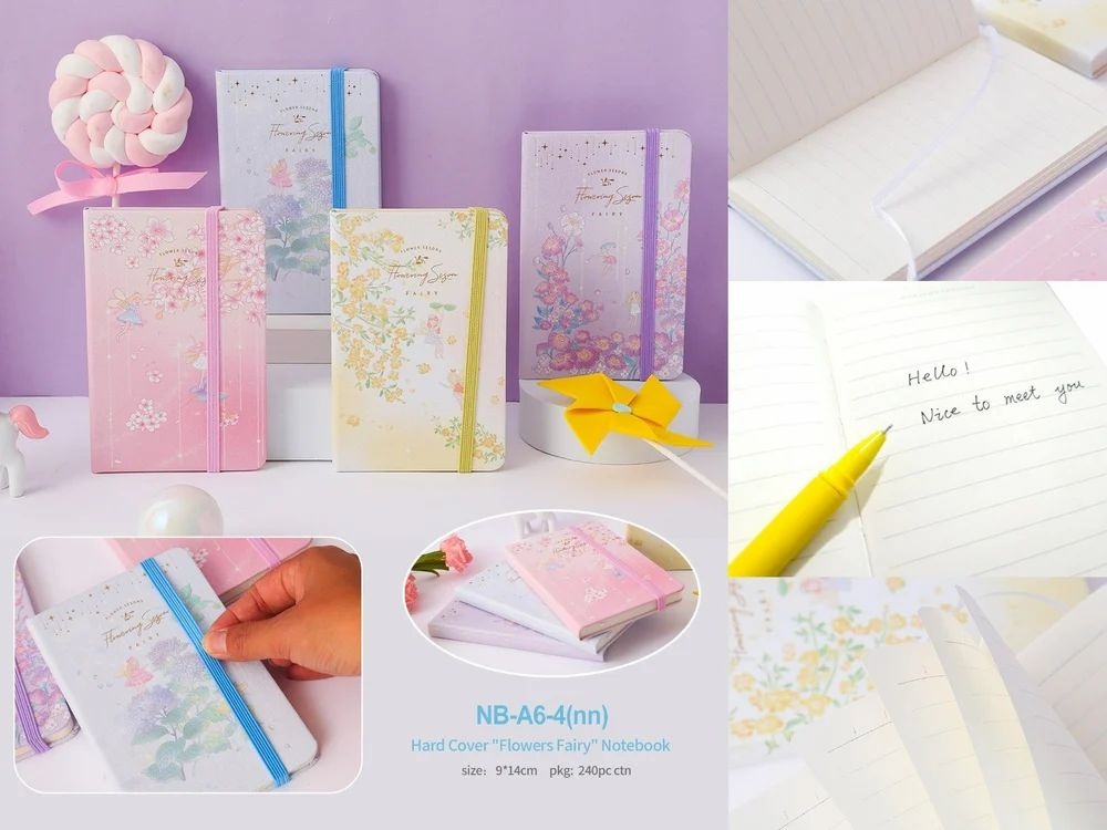 Hard Cover Flowers Fairy Notebook