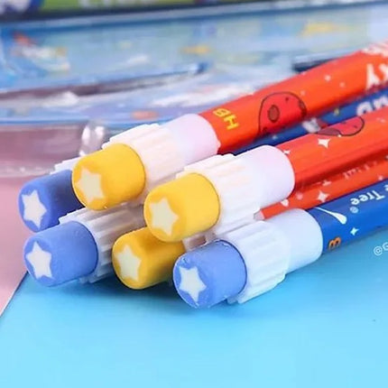 Space Metal Pencil Box with  Top Pencils Pencil Cap & Sharpener Stationary