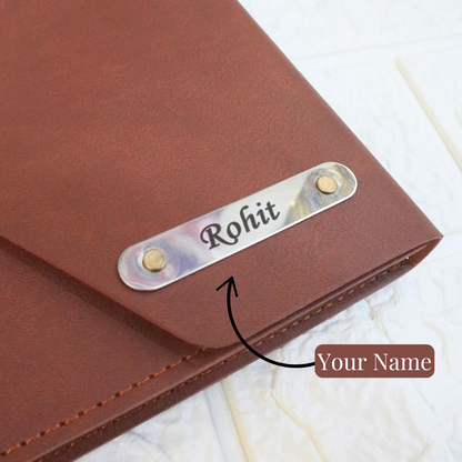 Personalised 3 Fold Leather Notebook & Pen Combo