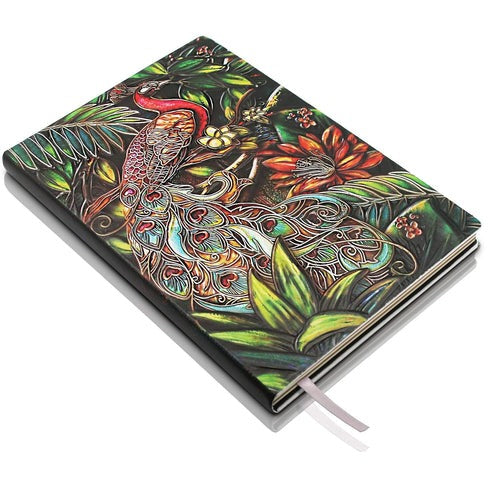 3D Embossed Leather Peacock Covered Travllers Book