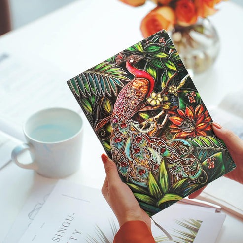 3D Embossed Leather Peacock Covered Travllers Book