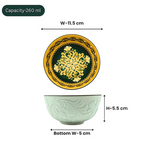 Lemon Tree Ceramic Matt Finish 4 Pc Bowl Set 11.5cm Snacks Nuts Dessert Serving 260ml Floral Print