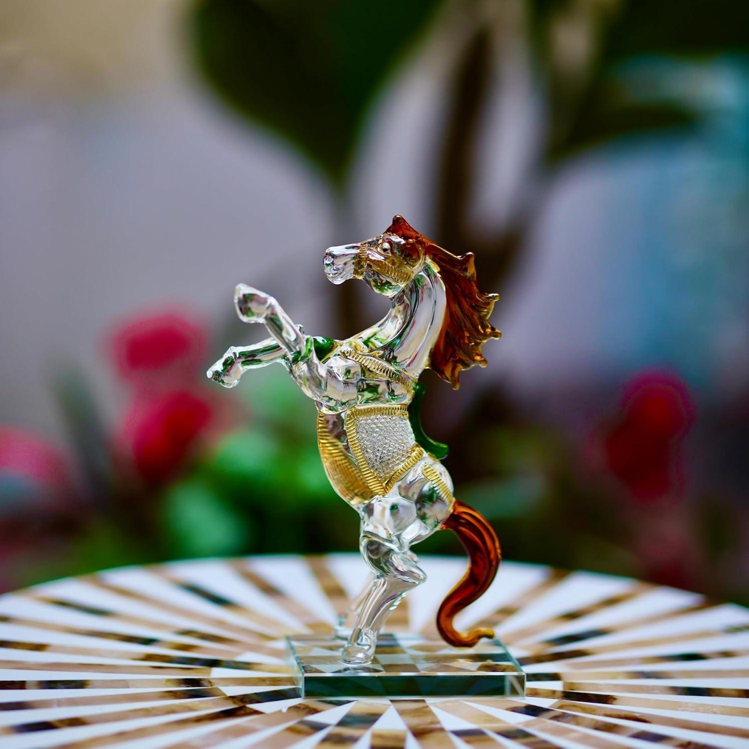 Glass Horse Figurine – Elegant Handcrafted Crystal Decoration  11 inches