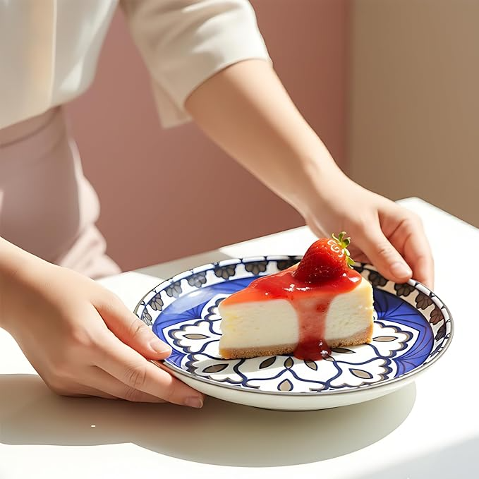 Lemon Tree Snack Serving Plate 20 cm Round Ceramic Deep Salad, Pasta Plate