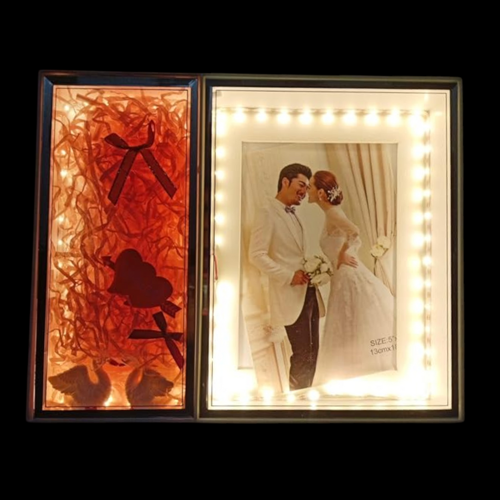 LED Photo Frame with Decorative Compartment,15cm x 20cm, Personalized/customized LED photo