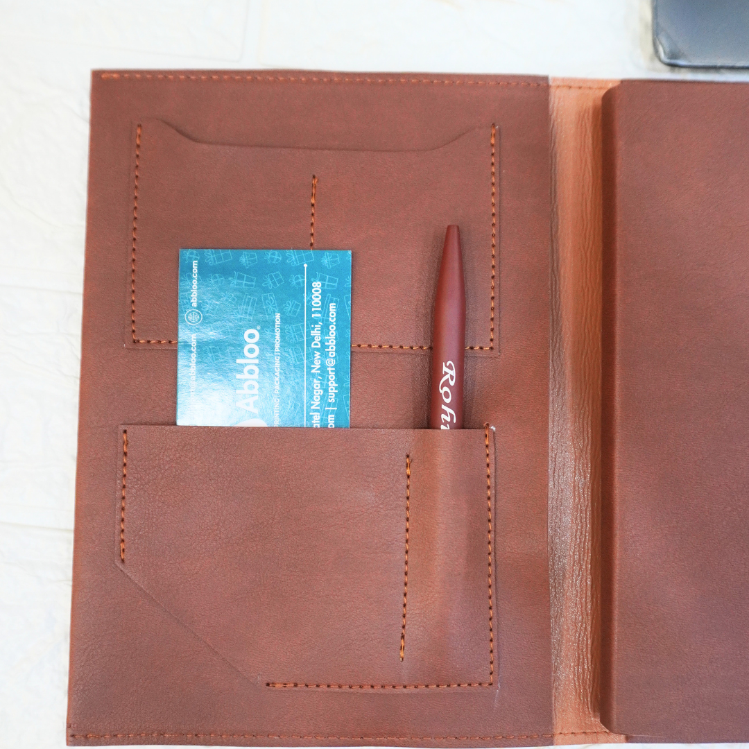 Personalised 3 Fold Leather Notebook & Pen Combo