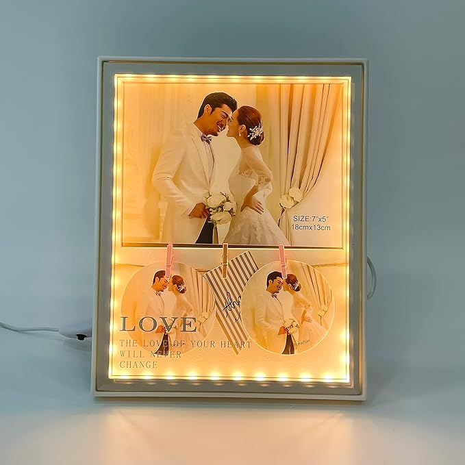 Multiple photos in one frame with LED light (frame size: H 9in, W 7 1/2 in) (frame size: H 8in, W 9in) | photo frame