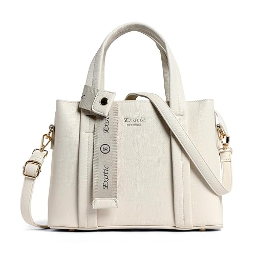 EXOTIC® Premium Ivory Chic Edition Urban Luxe Hand & Sling Bag for Women | Stylish PU Leather Tote with Spacious Compartments & Detachable Strap