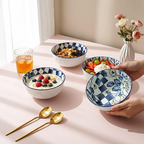 Lemon Tree Ceramic Matt Finish 4 Pc Bowl Set 11.5cm Snacks Nuts Dessert Serving 260ml Floral Print
