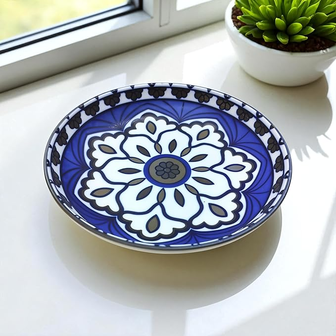 Lemon Tree Snack Serving Plate 20 cm Round Ceramic Deep Salad, Pasta Plate