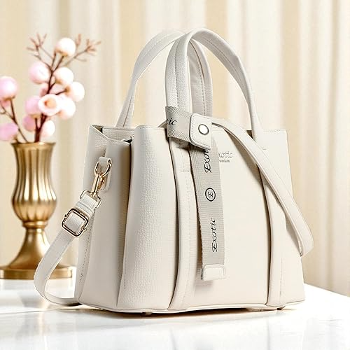 EXOTIC® Premium Ivory Chic Edition Urban Luxe Hand & Sling Bag for Women | Stylish PU Leather Tote with Spacious Compartments & Detachable Strap