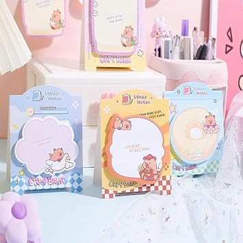 Cute Capybara Sticky Notes Set | Colorful Page 3D Sticky Notes 60 Sheets
