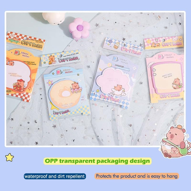 Cute Capybara Sticky Notes Set | Colorful Page 3D Sticky Notes 60 Sheets