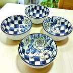 Lemon Tree Ceramic Matt Finish 4 Pc Bowl Set 11.5cm Snacks Nuts Dessert Serving 260ml Floral Print