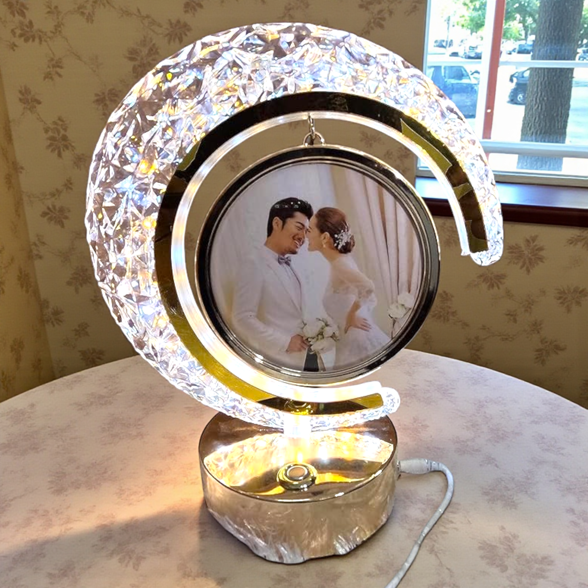 Led Crystal Moon Lamp Photo Frame with 3 colour shades Photo frame