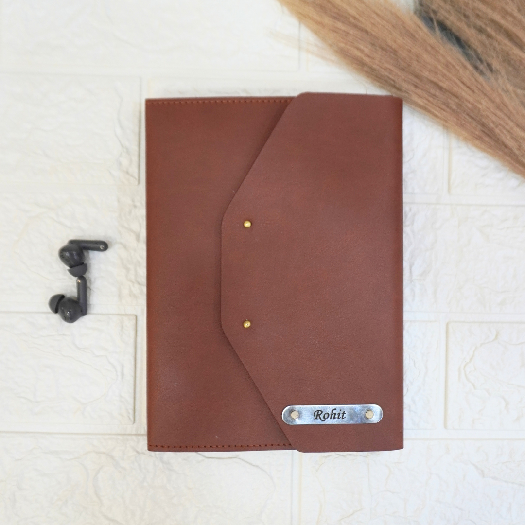 Personalised 3 Fold Leather Notebook & Pen Combo