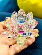 Rotating Crystal Lotus Fengshui Good Luck Item  Crystal Lotus Flower | Best Diwali Gift | Gift Item inch 11
