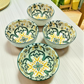 Lemon Tree Ceramic Matt Finish 4 Pc Bowl Set 11.5cm Snacks Nuts Dessert Serving 260ml Floral Print