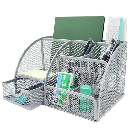 Office Desk Pen Holder & Accessories Organizer, Metal Mesh Desk Organizers and Storage